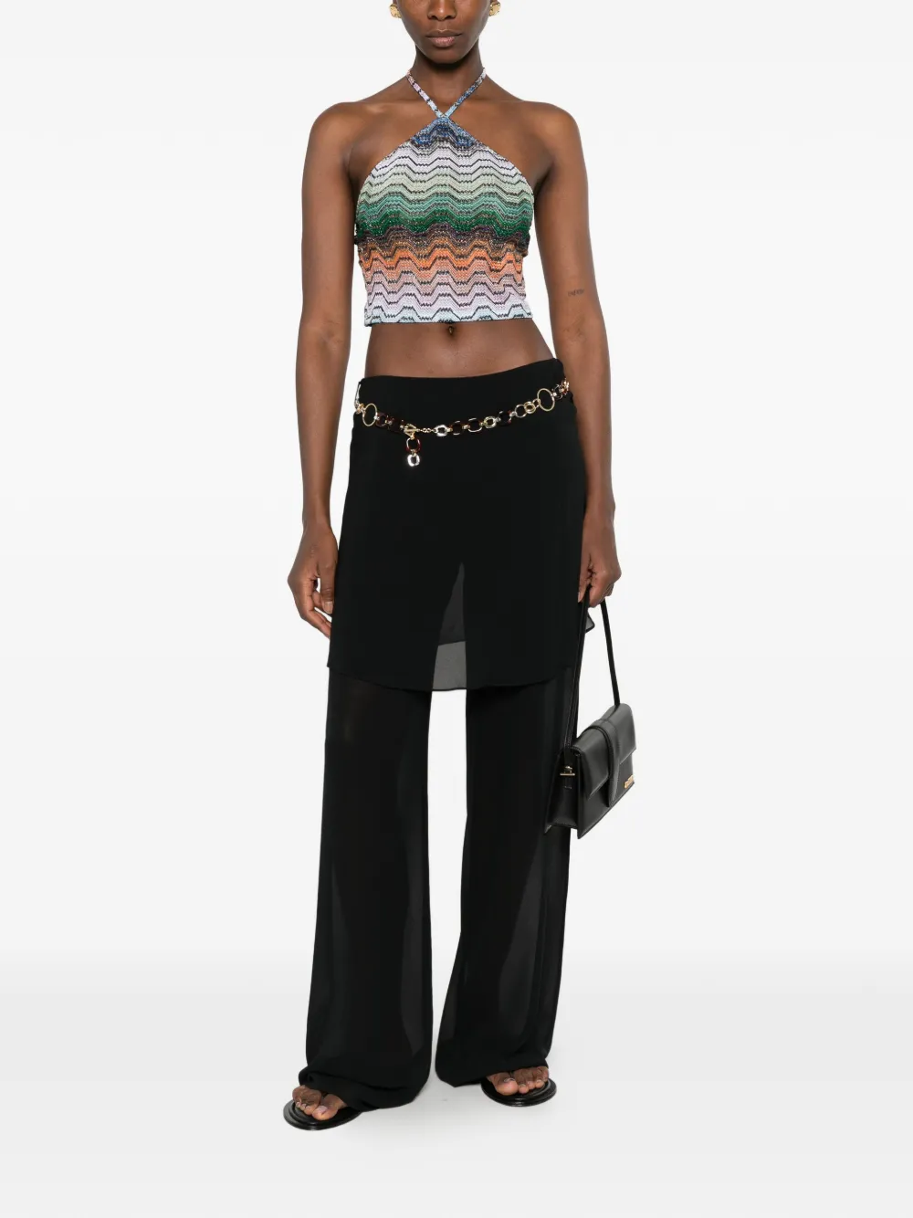Missoni Top met halternek en zigzag patroon Groen
