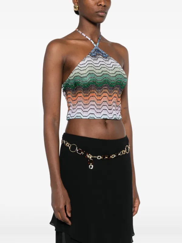 Missoni zigzag-knit Halterneck Top | Green | FARFETCH