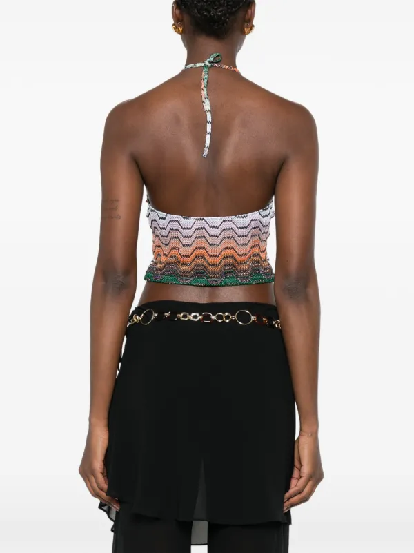 MISSONI ホルターネック ベスト ジレ Missoni zigzag-knit Halterneck Top | Green | FARFETCH