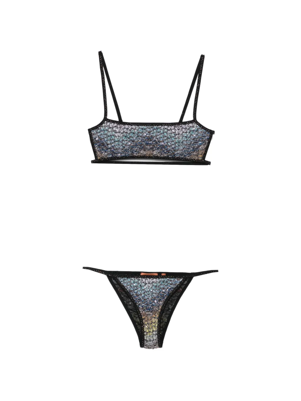 Missoni sequin-embellished zigzag-knit bikini - Blau