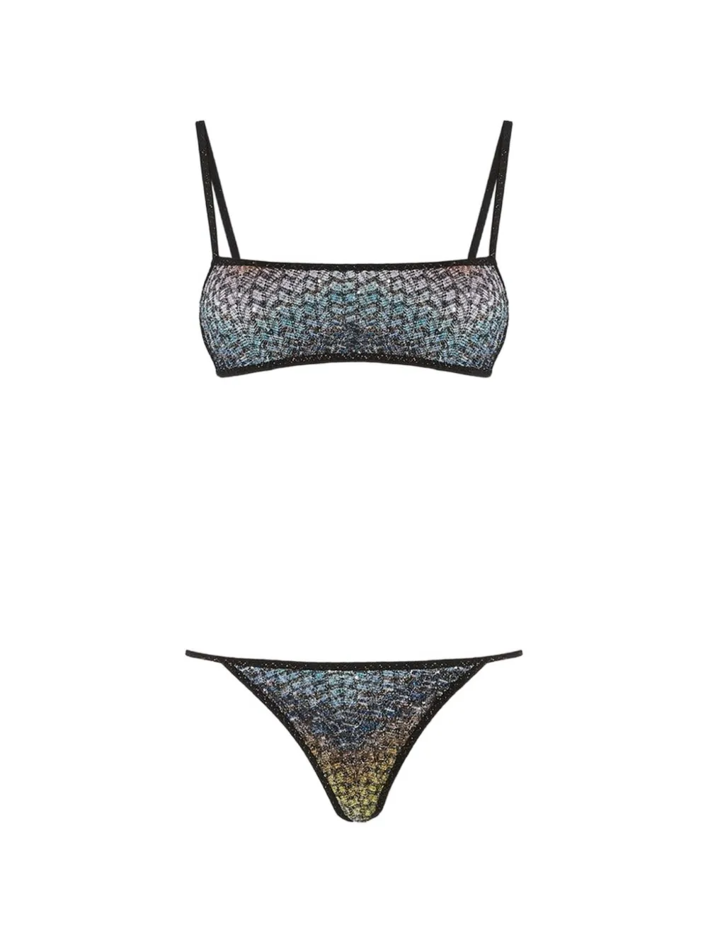 Missoni Bikini verfraaid met pailletten en zigzag patroon Blauw