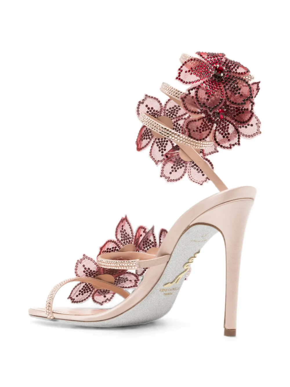 René Caovilla 110mm peach flower sandals Roze