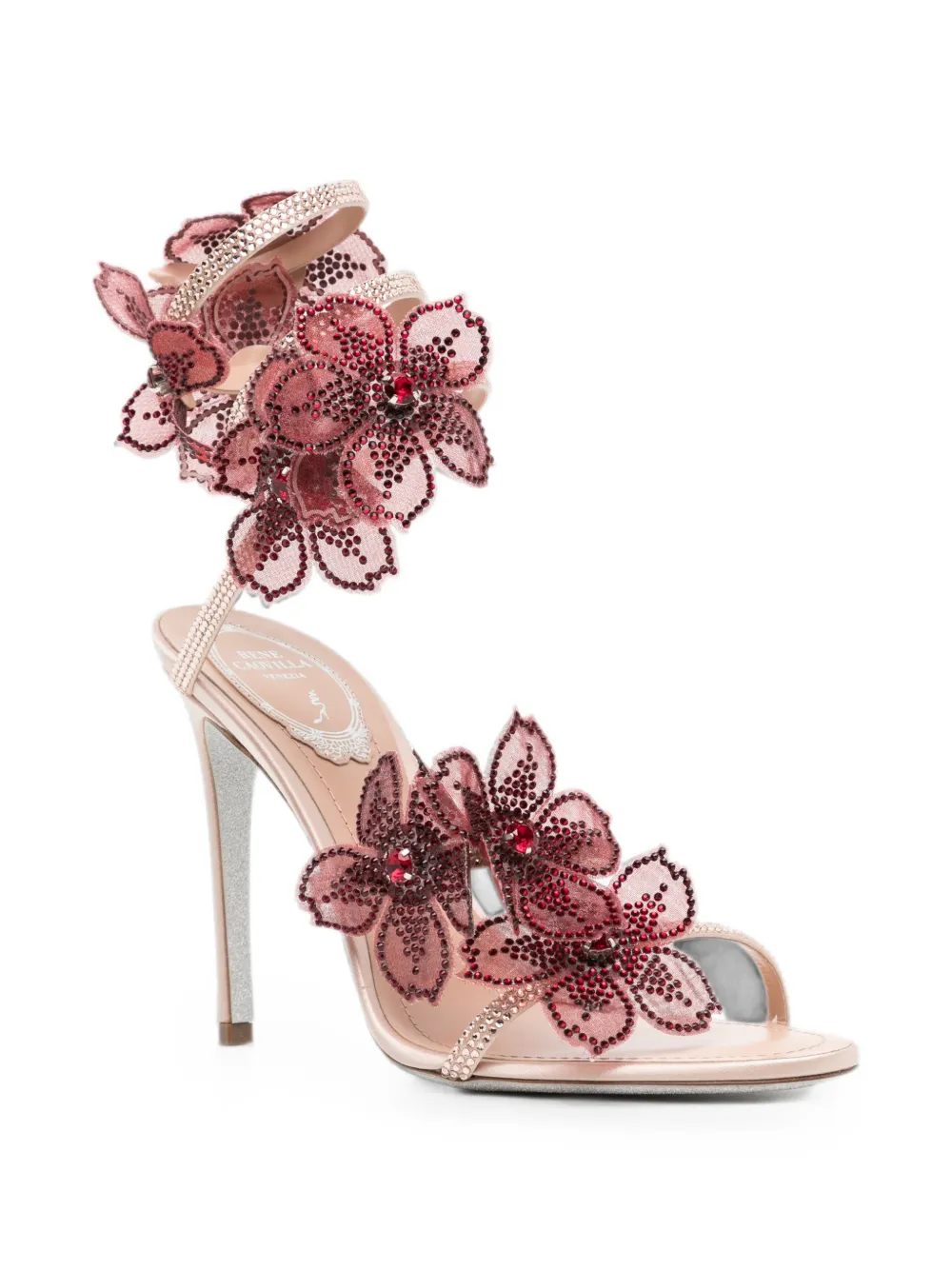 René Caovilla 110mm peach flower sandals Roze