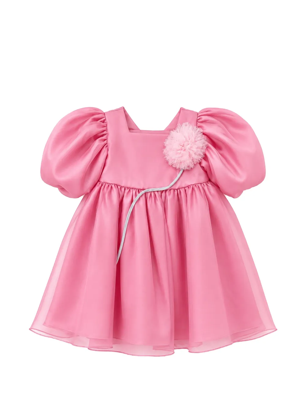 alapage flower-embellished puff-sleeve dress - Rosa
