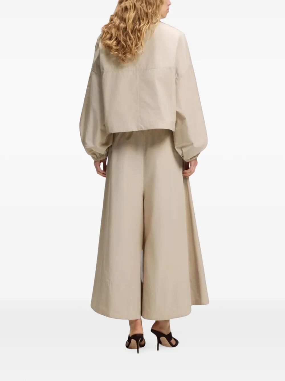 BOSS Batefa cropped blouse met lange mouwen Beige
