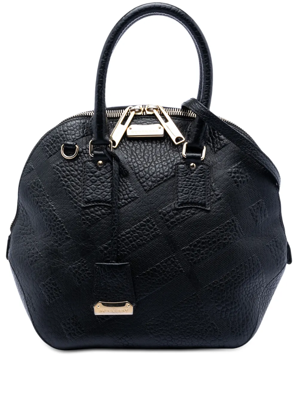 Burberry Pre-Owned 2000-2017 Large Heritage Grain Check Embossed Orchard Bowling Bag satchel - Black