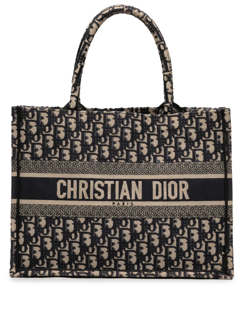Christian Dior Pre-Owned 2021 Medium Oblique Embroidered Canvas Book tote bag - Blau