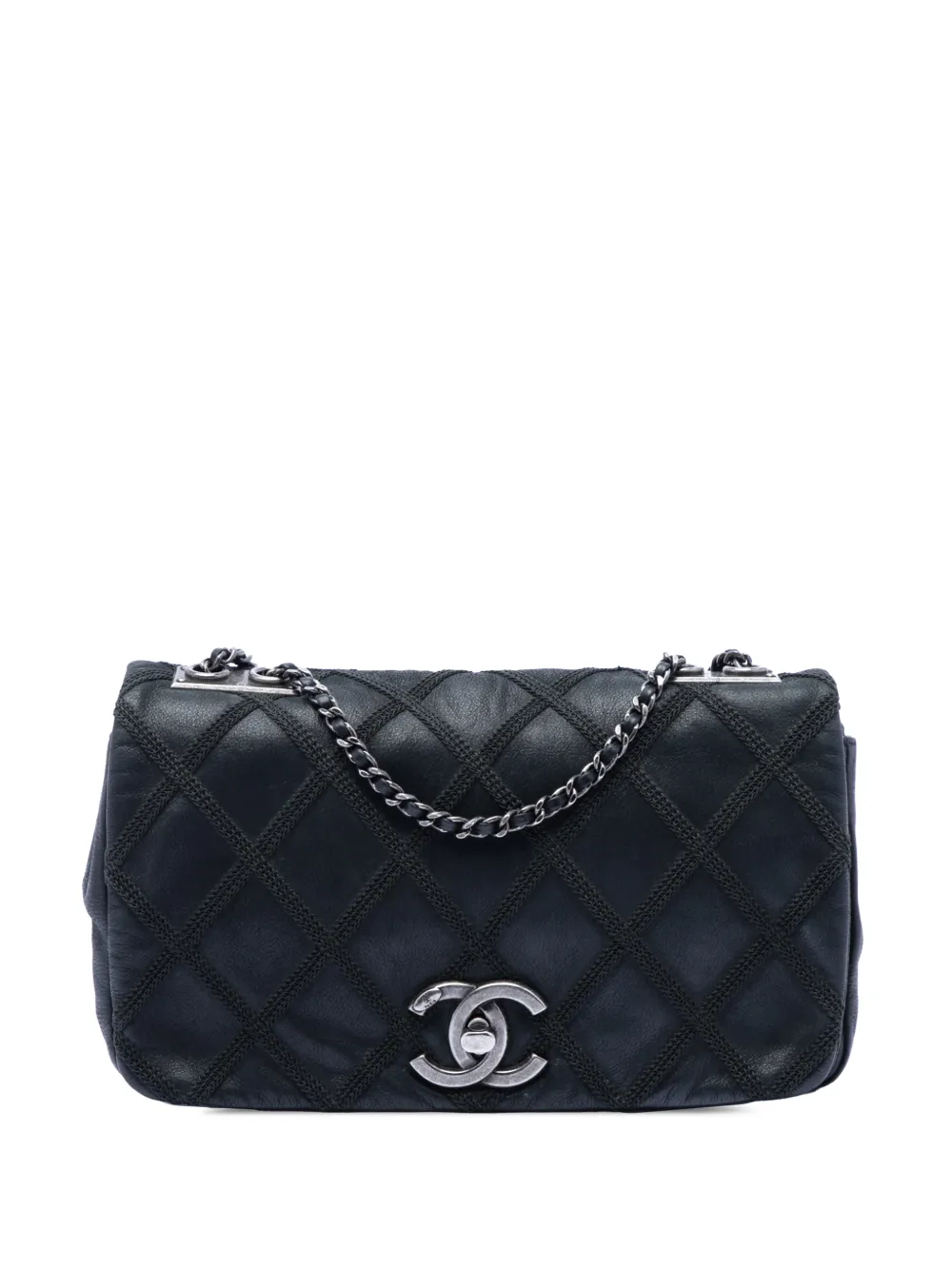 CHANEL Pre-Owned 2012-2013 Small Iridescent Calfskin Diamond Stitch Chain Flap shoulder bag - Nero