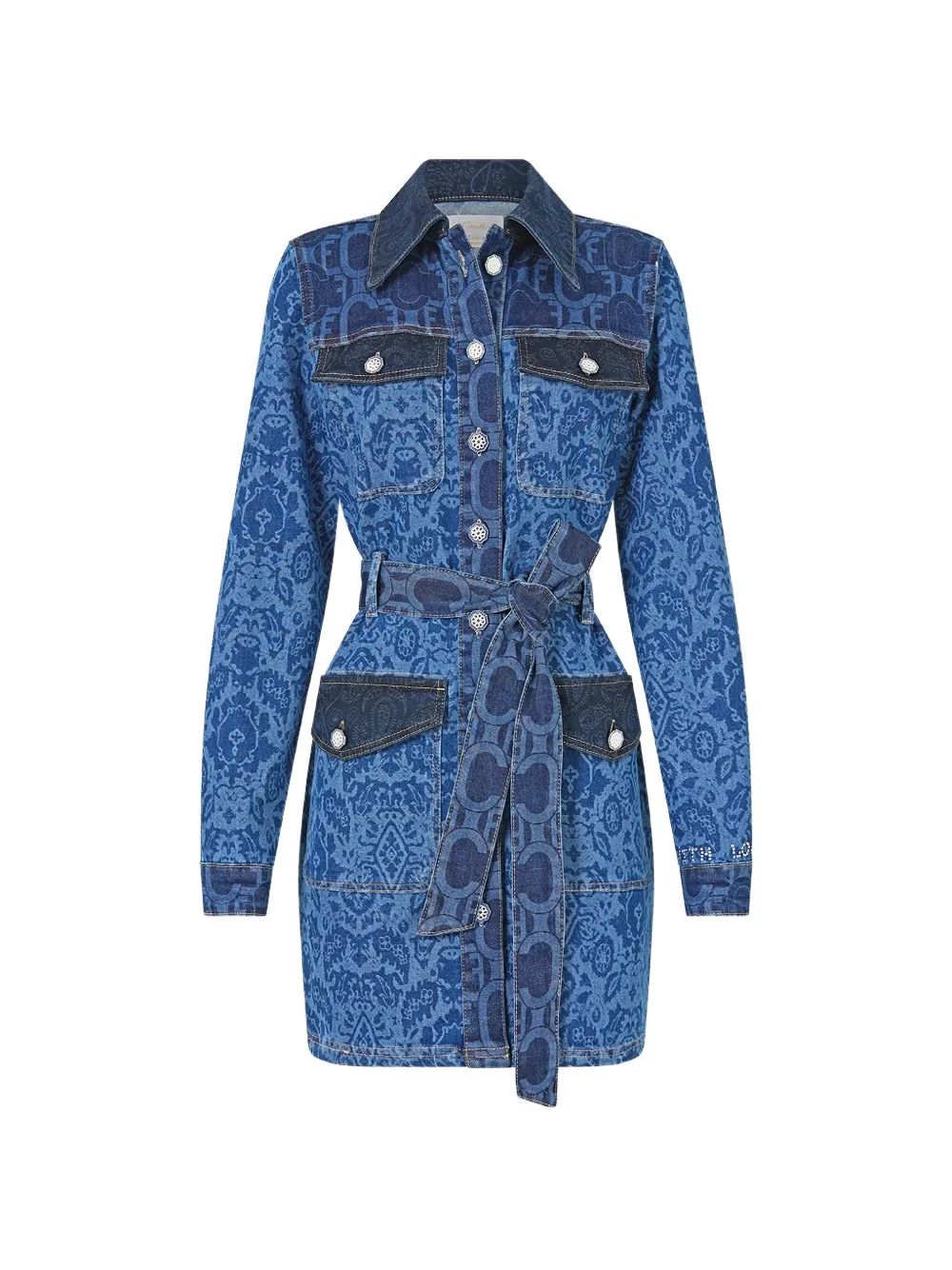 Camilla Jenna belted-waist cotton mini dress - Blu