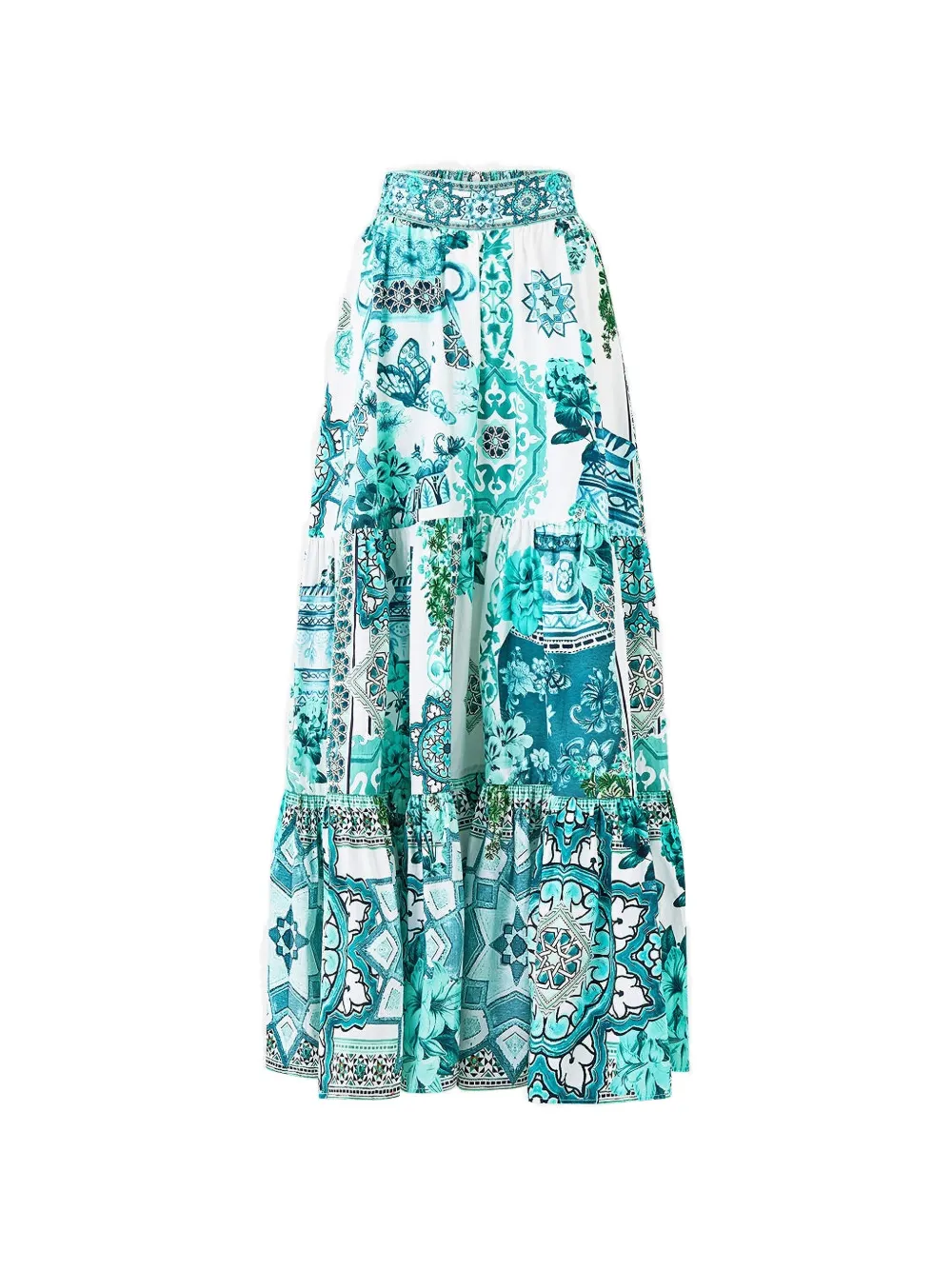 Camilla tiered Balearic Bebé skirt - Weiß