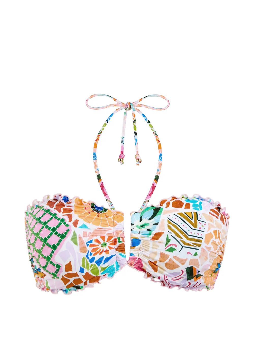 Seafolly Boheme mosaic-print bikini top - Weiß