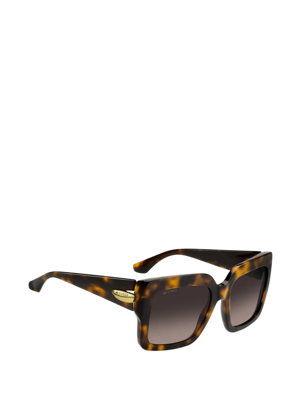 ETRO drop zonnebril met vierkant montuur en schildpadschild effect Bruin