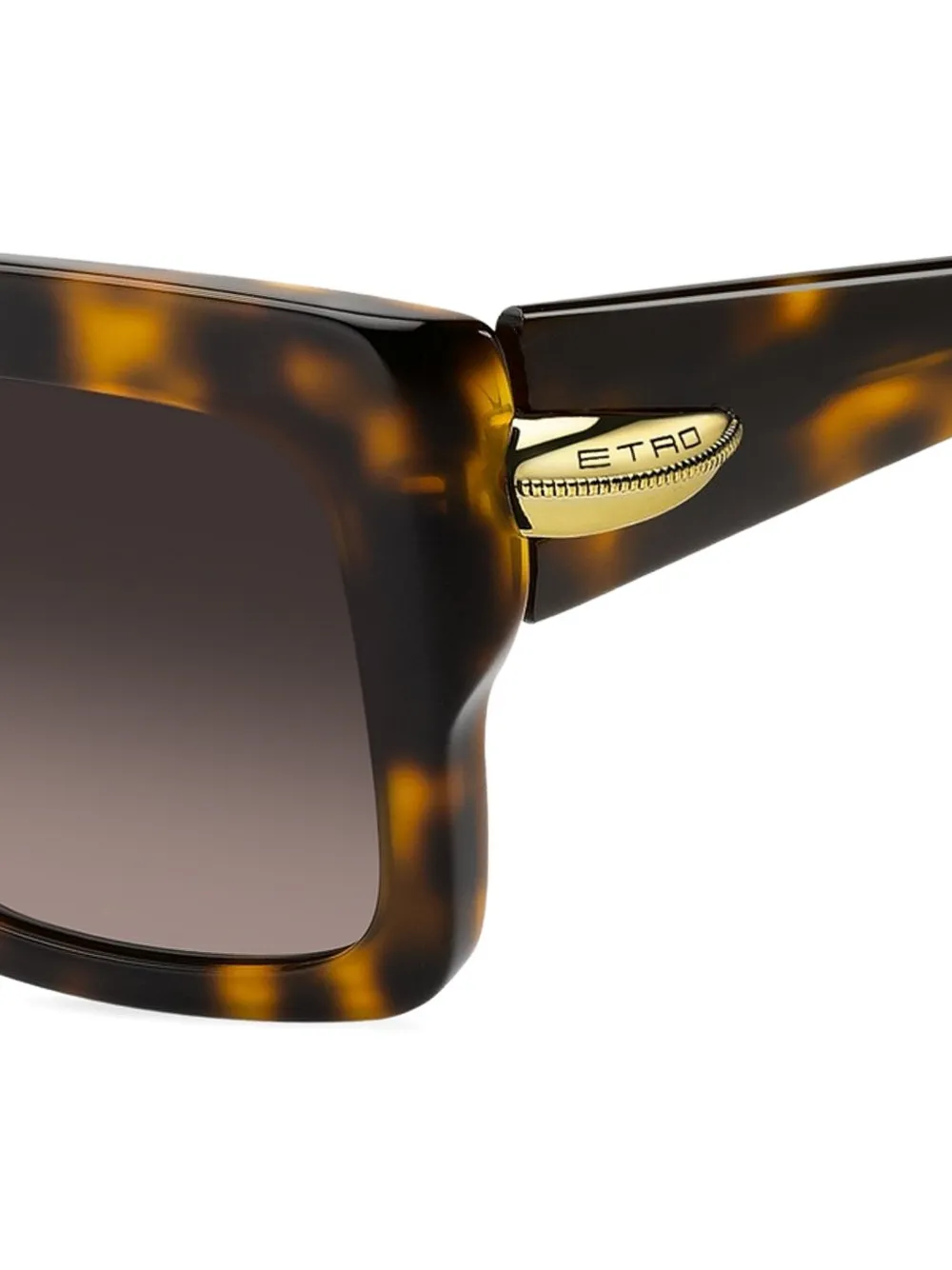 ETRO drop zonnebril met vierkant montuur en schildpadschild effect Bruin