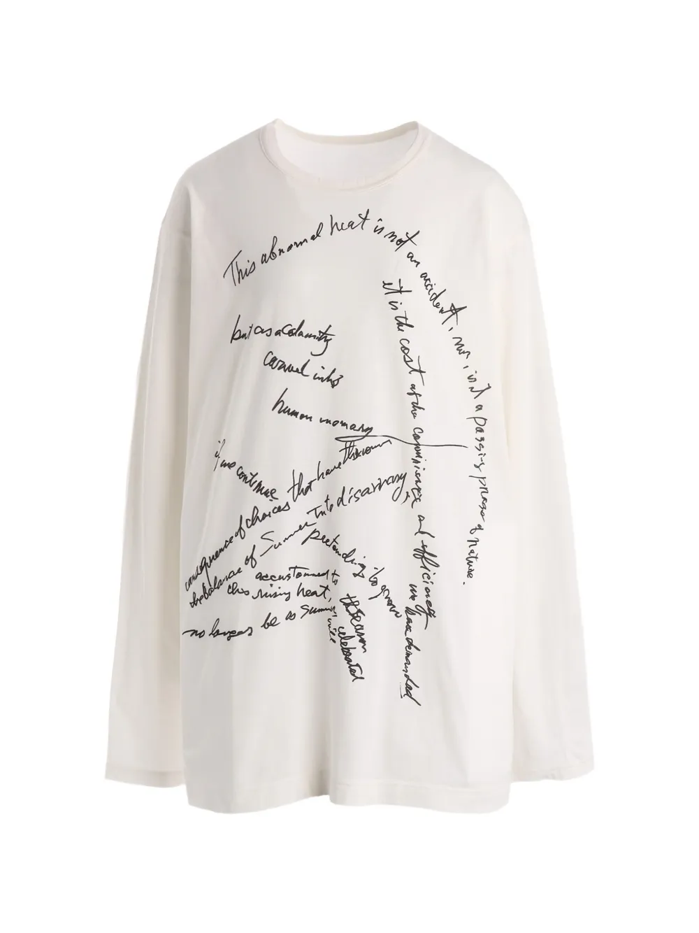 Yohji Yamamoto text-print long-sleeve T-shirt - Toni neutri