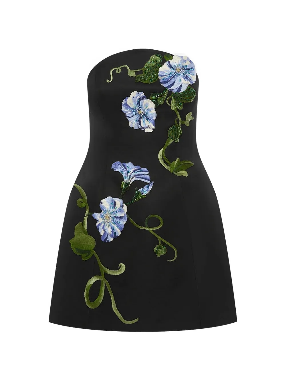 Leo Lin Zaria floral-appliqué mini dress - Nero