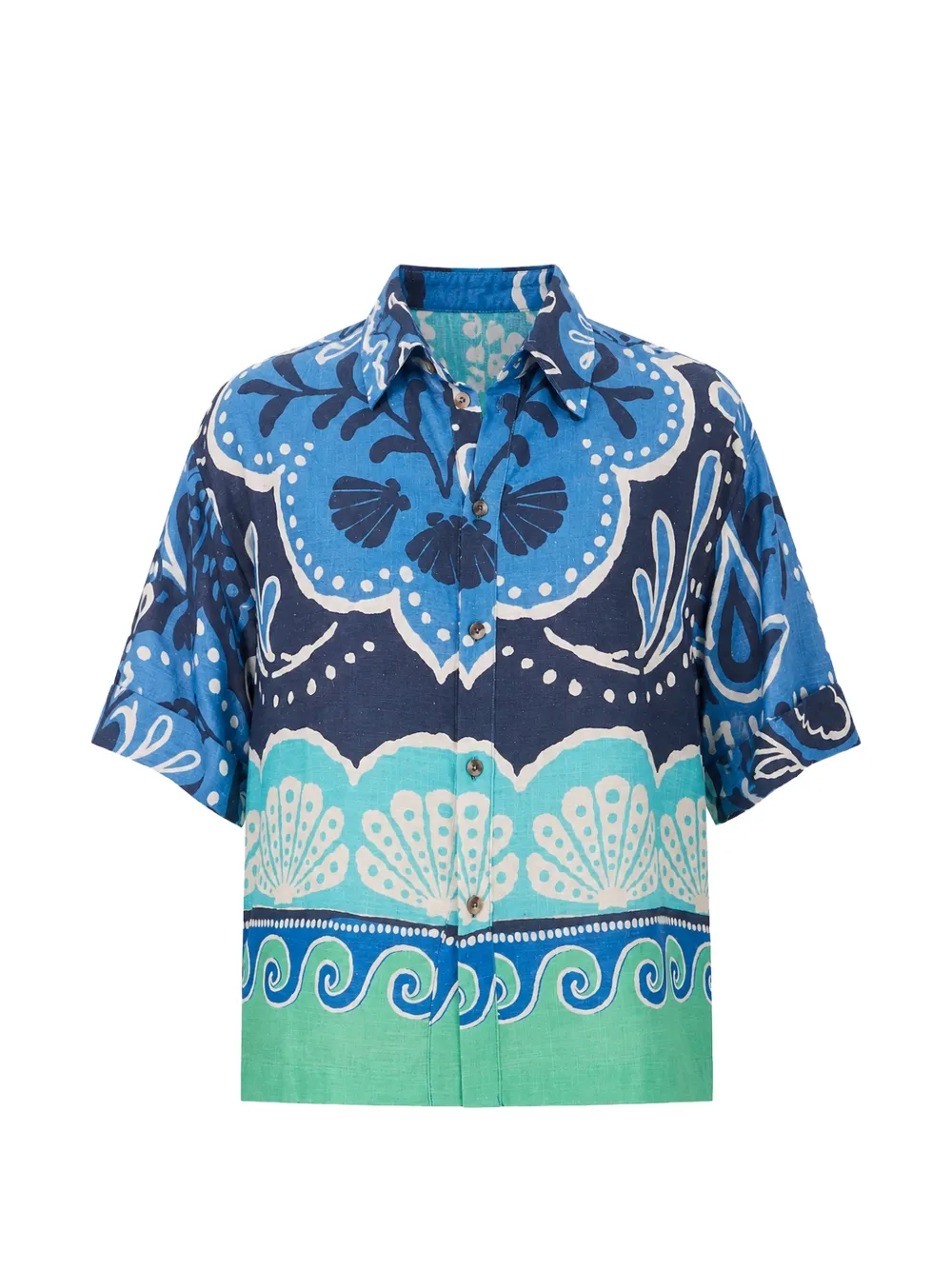 BANANA MOON seashell-print short-sleeve shirt - Blau
