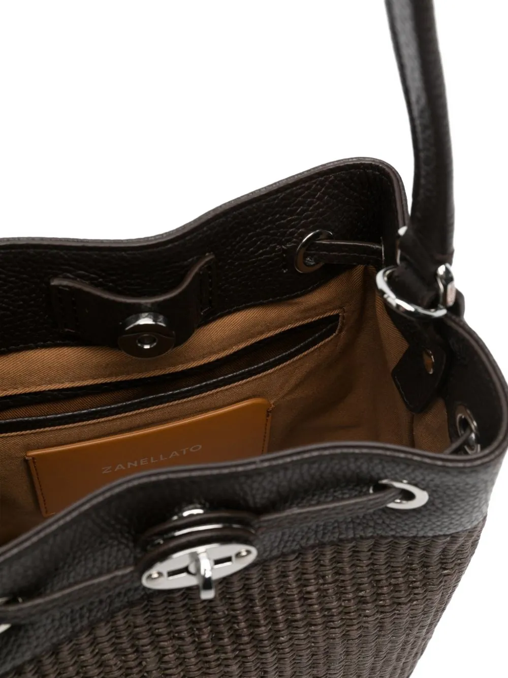 Zanellato Monda kleine bucket-tas met geweven vlak Bruin