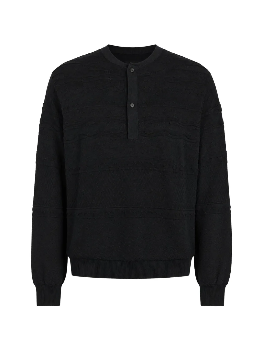 Emporio Armani cable-knit henley sweater - Nero