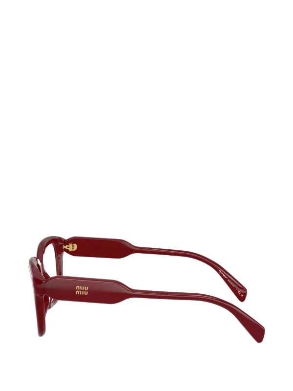 ルミネ21品 Miu Miu Eyewear square-frame logo-detail Glasses | Red | FARFETCH GE