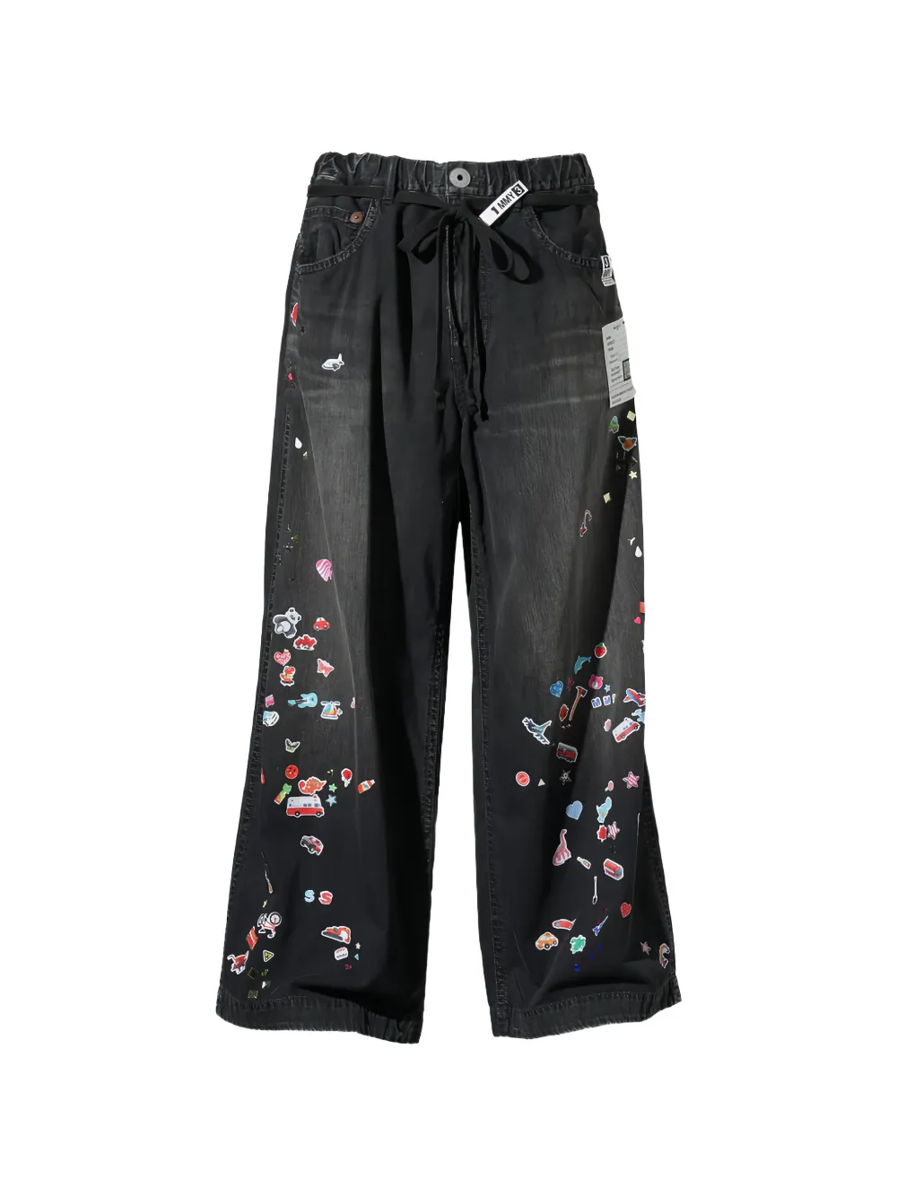 Maison MIHARA YASUHIRO sticker-print faded-effect jeans - Nero
