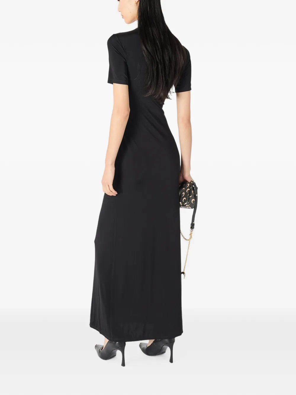 Marine Serre Moon gesmockte maxi-dress Zwart