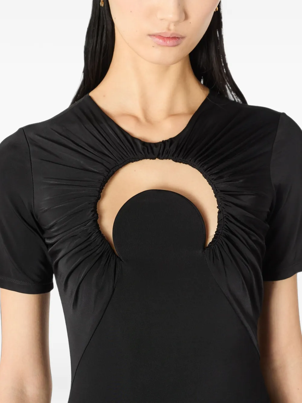 Marine Serre Moon gesmockte maxi-dress Zwart