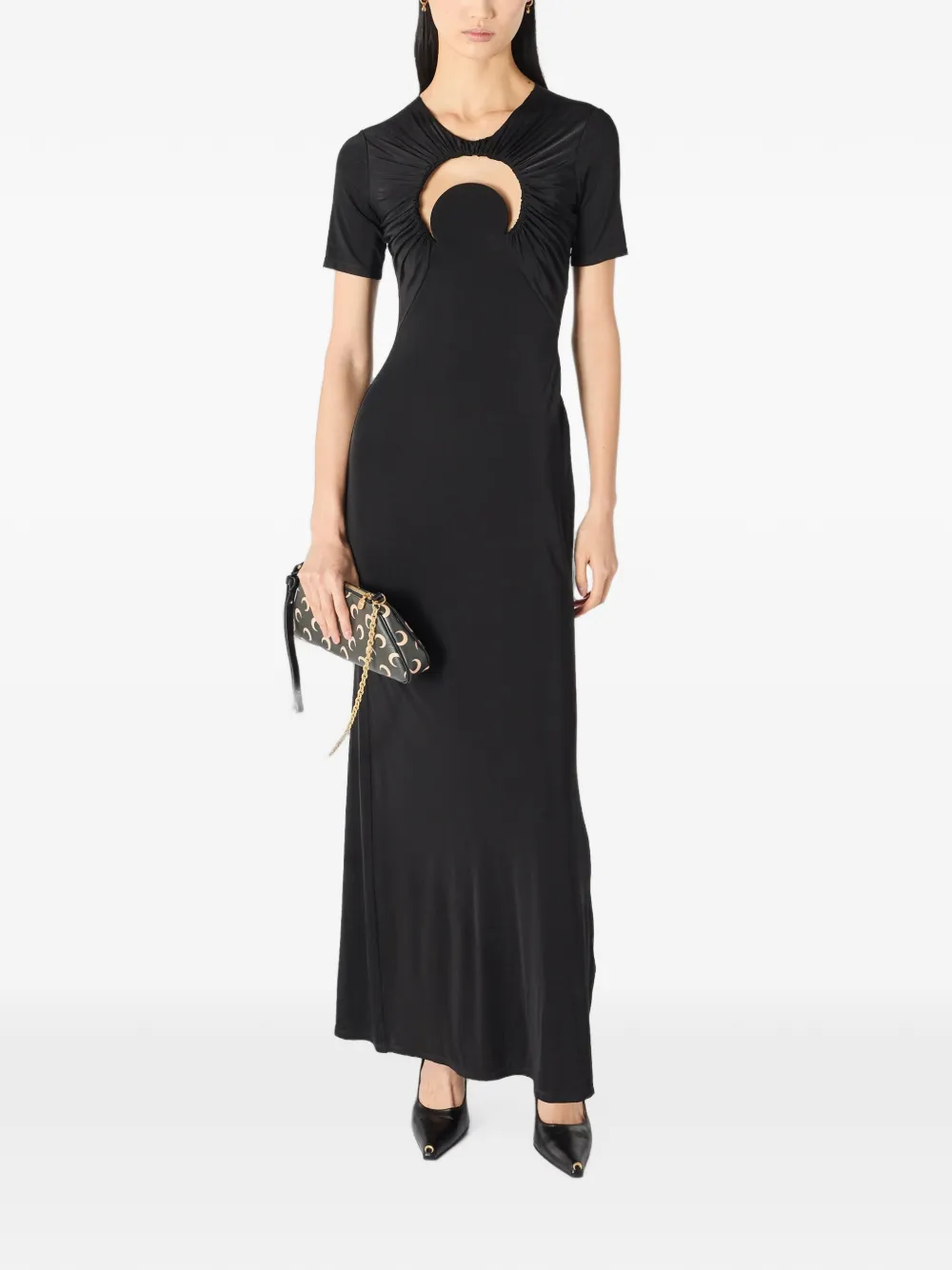 Marine Serre Moon gesmockte maxi-dress Zwart