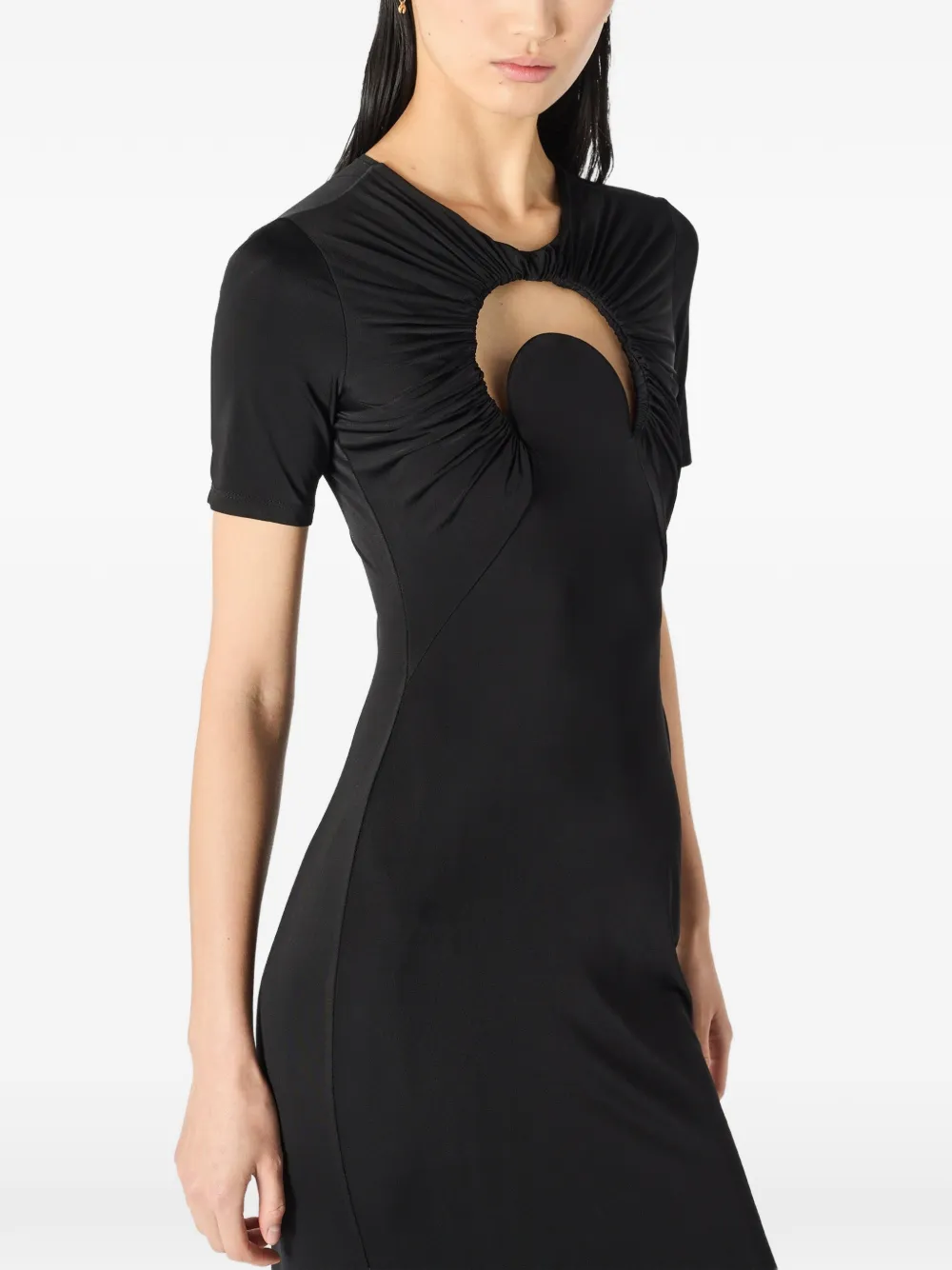 Marine Serre Moon gesmockte maxi-dress Zwart