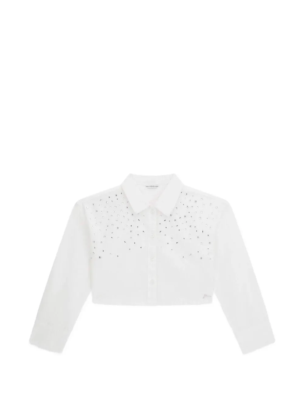 guess kids rhinestone-embellished cropped shirt - Weiß