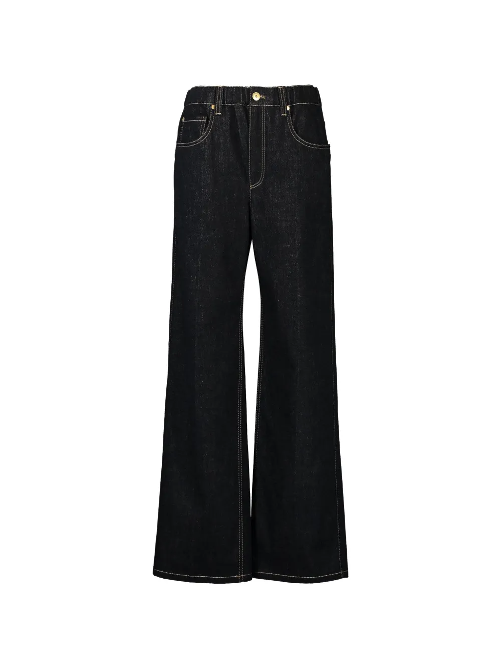 Brunello Cucinelli contrast-stitch wide-leg jeans - Blu