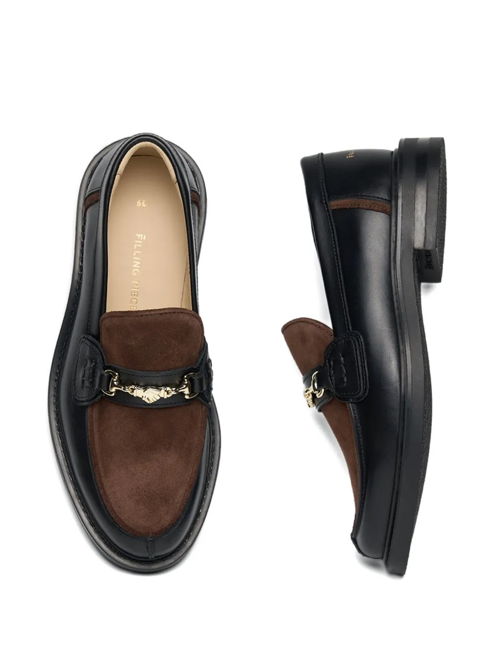 Filling Pieces panelled buckled loafers Zwart