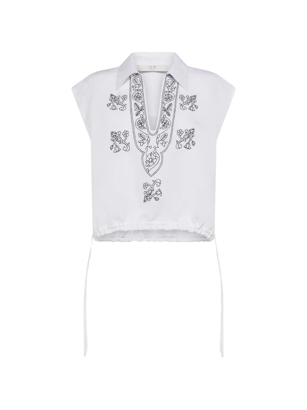 Seventy Embroidered-detailing Drawstring-hem Blouse In White
