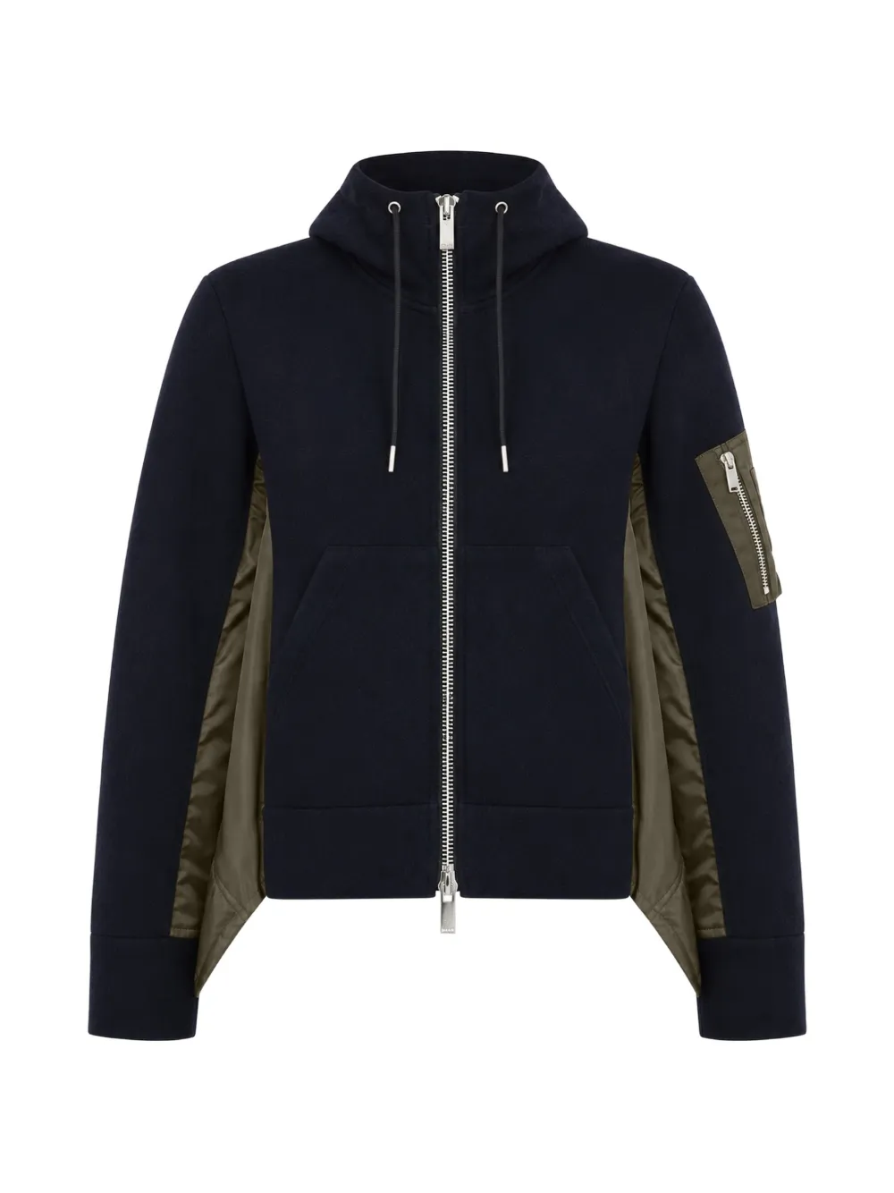 sacai panelled zip-up hoodie - Blue