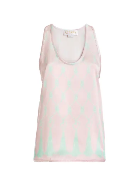 Genny printed silk-satin top