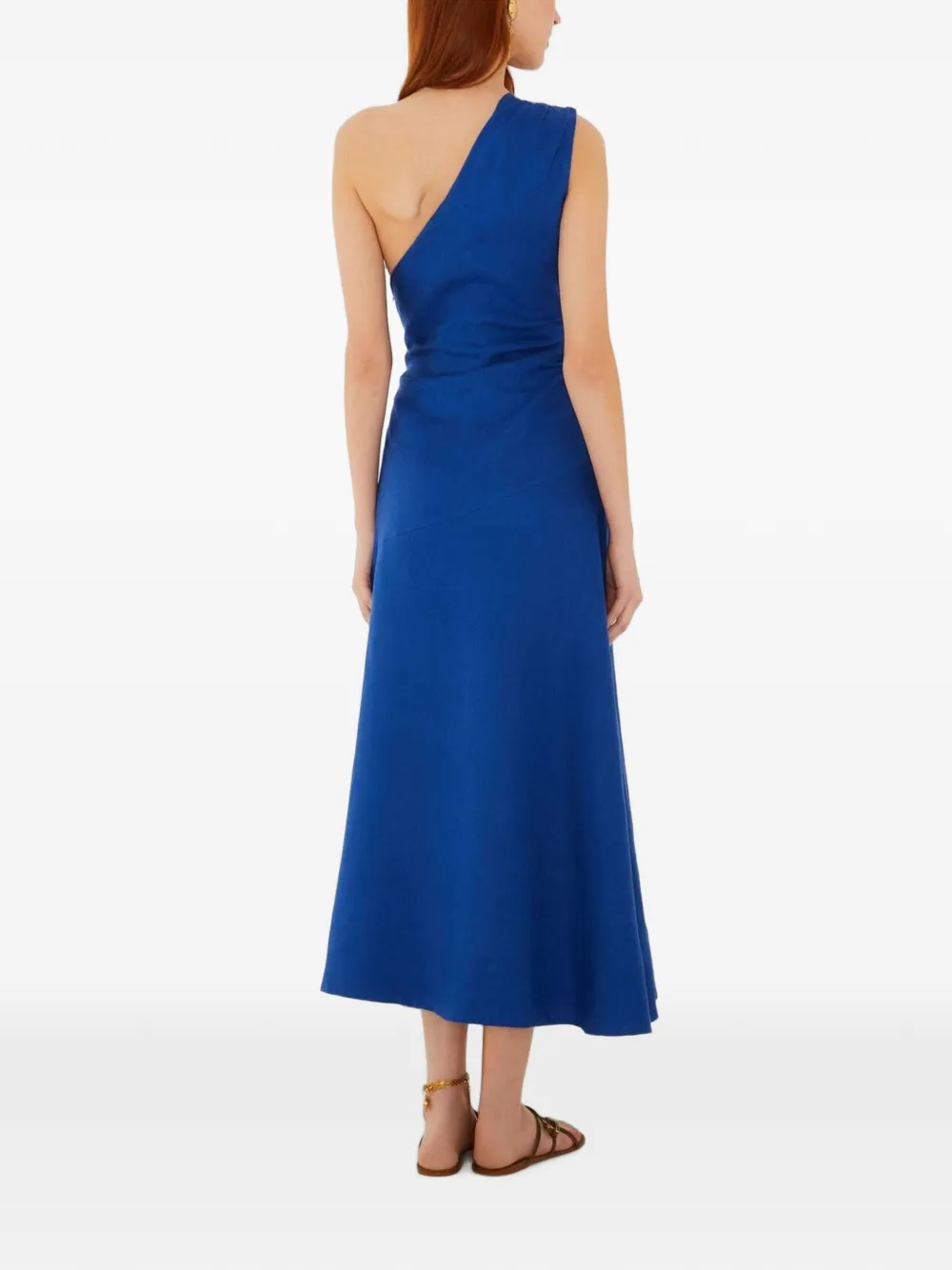 FARM Rio Asymmetrische maxi-jurk met geborduurd zeepaard Blauw