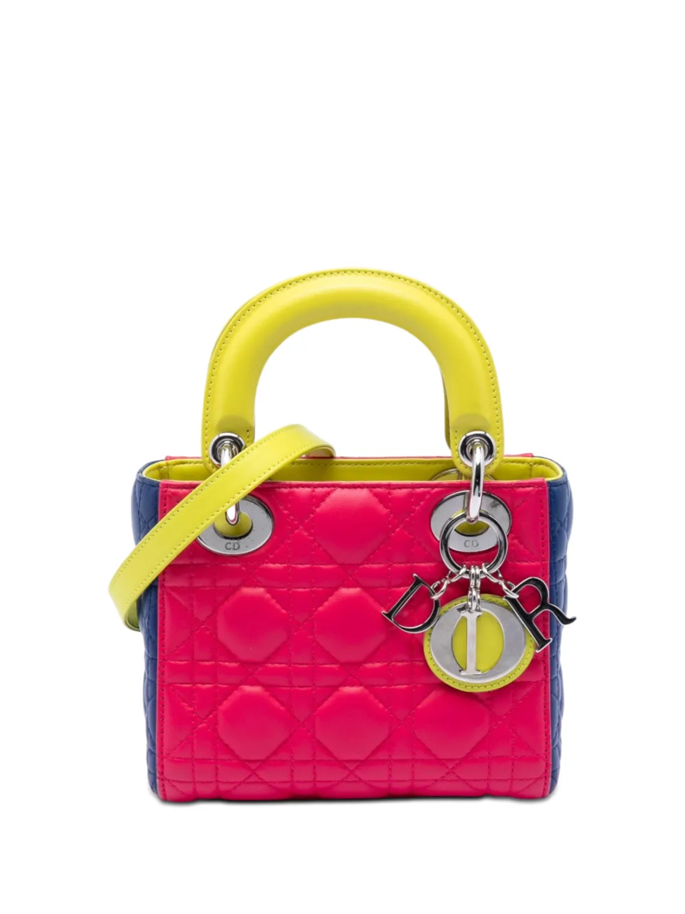 Christian Dior Pre-Owned 2013 Mini Tricolor Lambskin Cannage Lady Dior satchel - Rosa