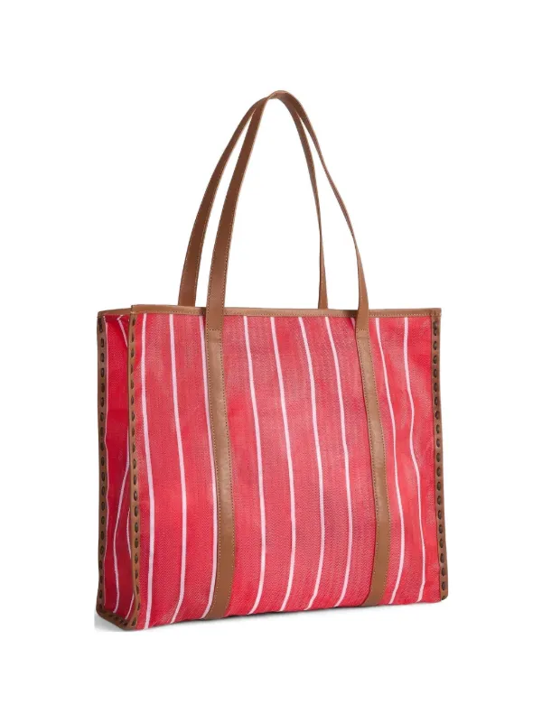 Twp Deia Stripe-pattern Whipstitch-trim Tote Bag in Red