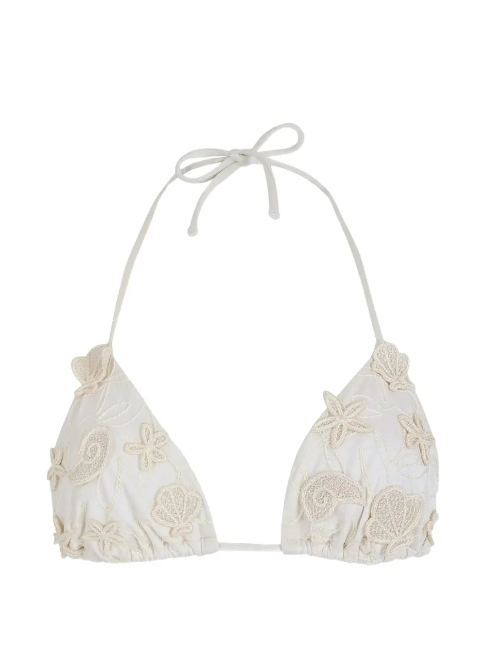 Agua Bendita Nader Lolita embroidered halterneck bikini - Bianco