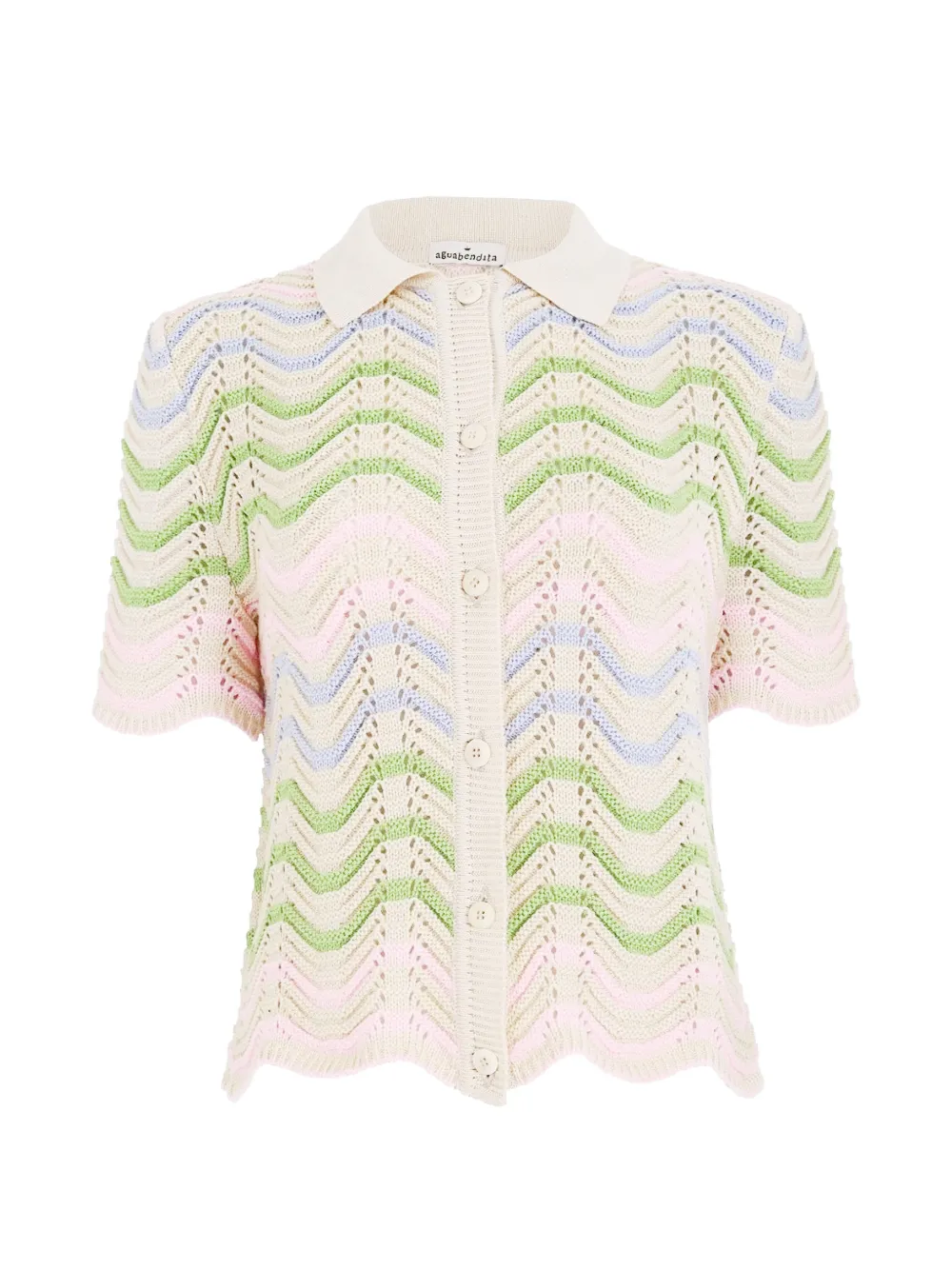 Agua Bendita Brooks chevron-knit short-sleeve shirt - Multicolore