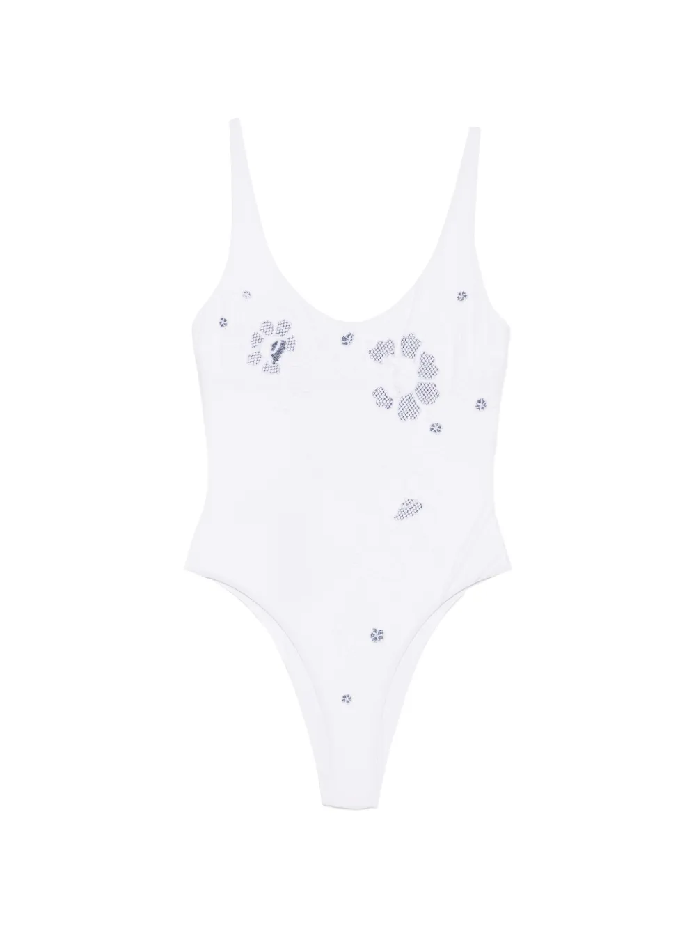 Ermanno Scervino floral-embroidered swimsuit - Weiß