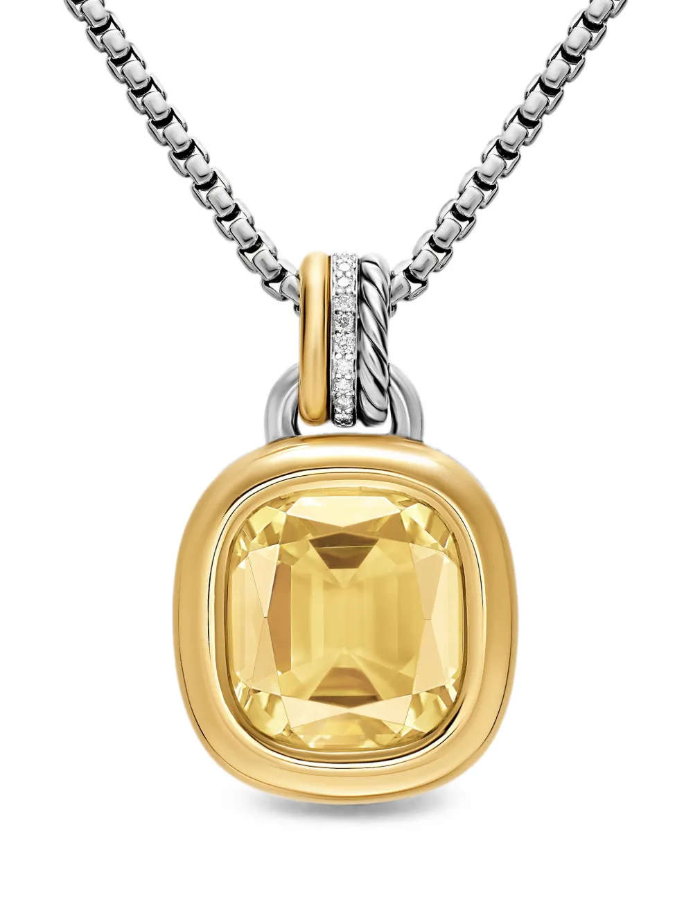 David Yurman Mercer Champagne Citrine And Diamond Necklace In Gold