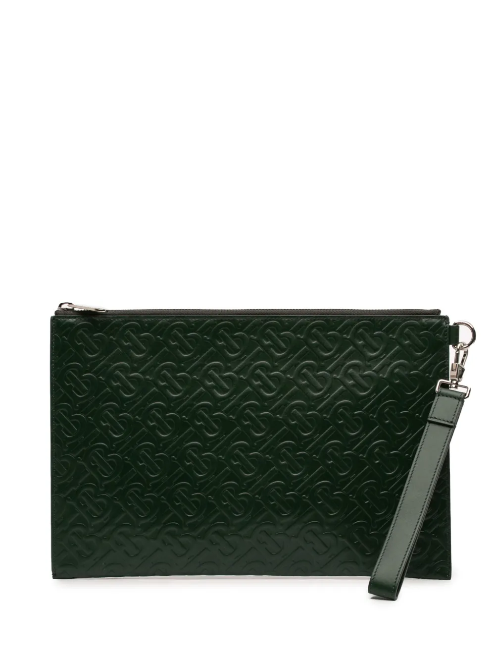 Burberry Pre-Owned 2018-2023 Embossed Leather TB Monogram clutch bag - Green
