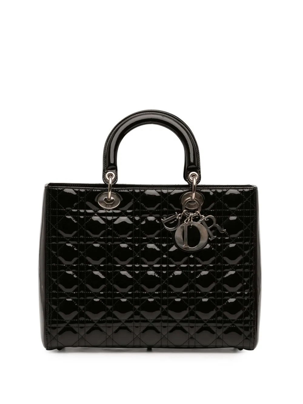 Christian Dior Pre-Owned 2011 Large Patent Cannage Lady Dior satchel - Schwarz