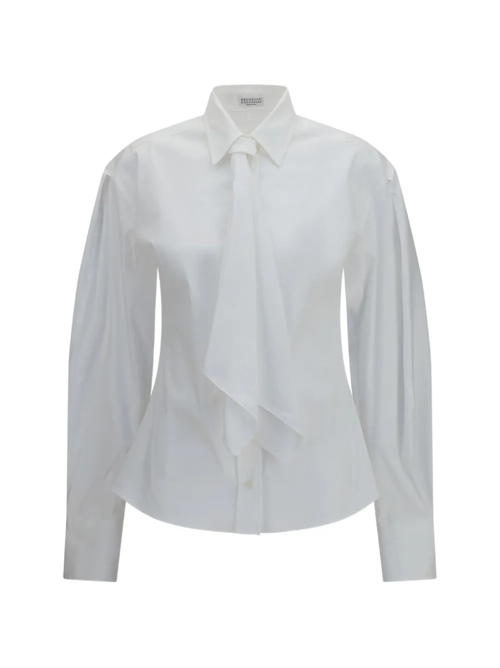 Brunello Cucinelli tie-detail puff-sleeve shirt - Weiß