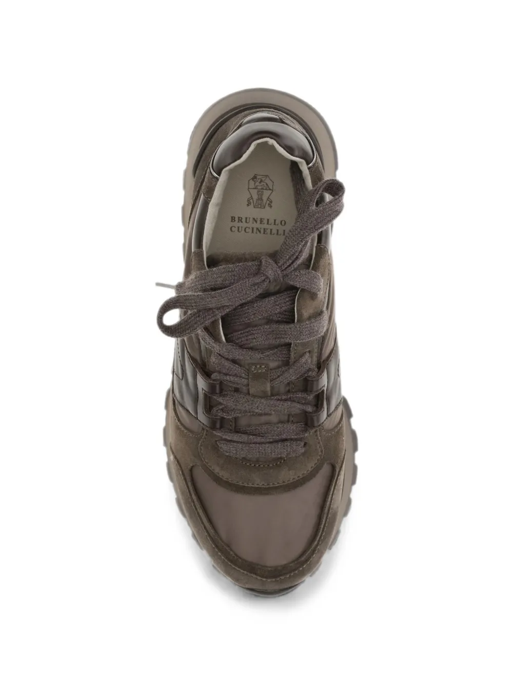 Brunello Cucinelli round-toe lace-up suede sneakers Bruin