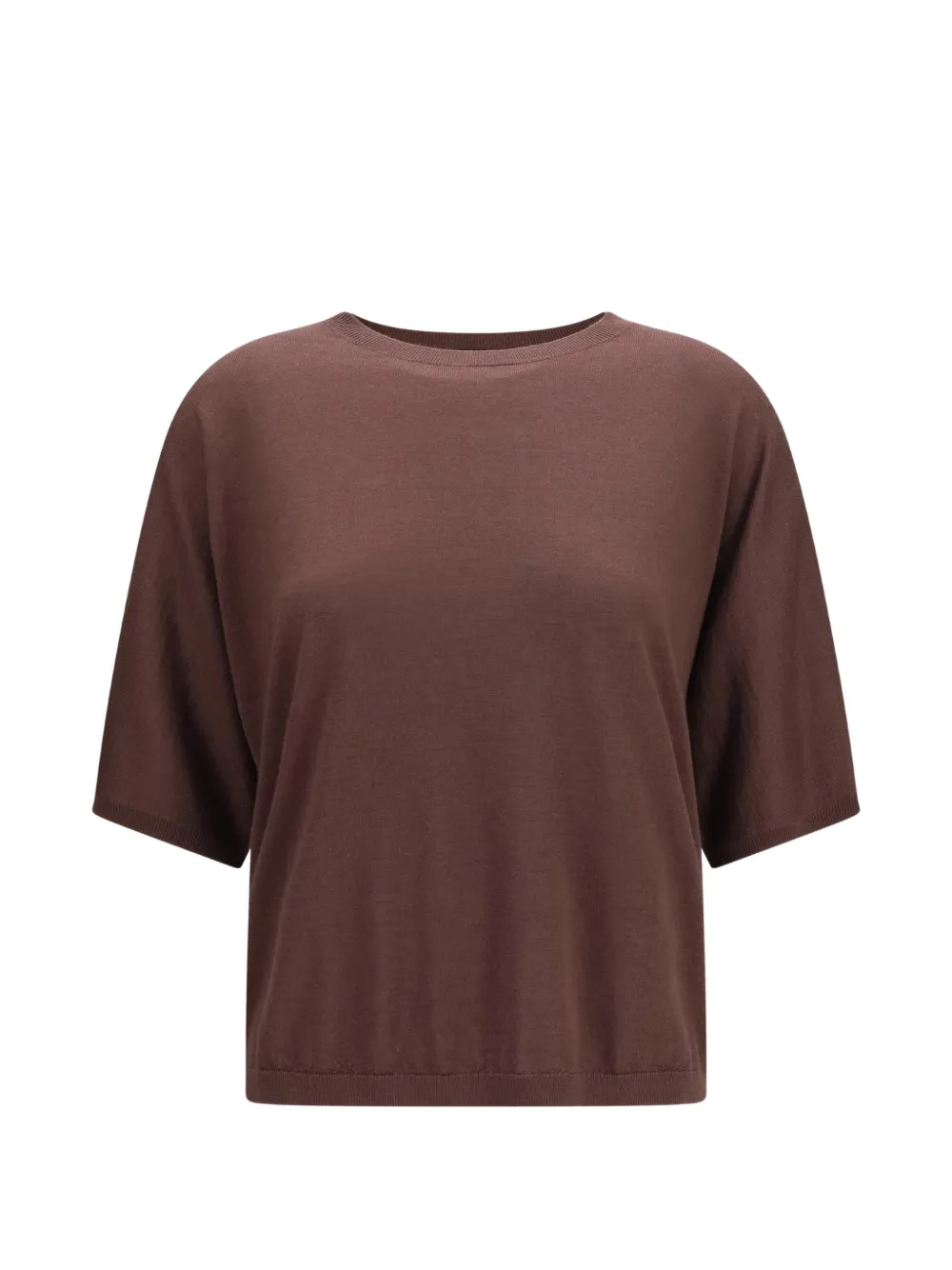 Brunello Cucinelli fine-knit short-sleeve top - Marrone