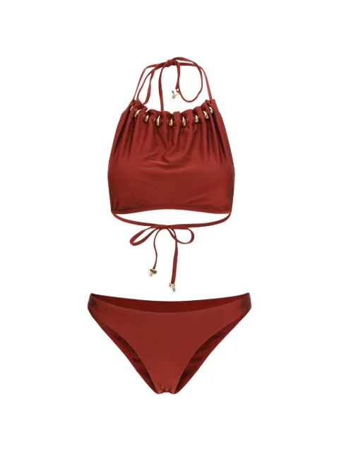 ZIMMERMANN Aster bead-embellished ruched bikini