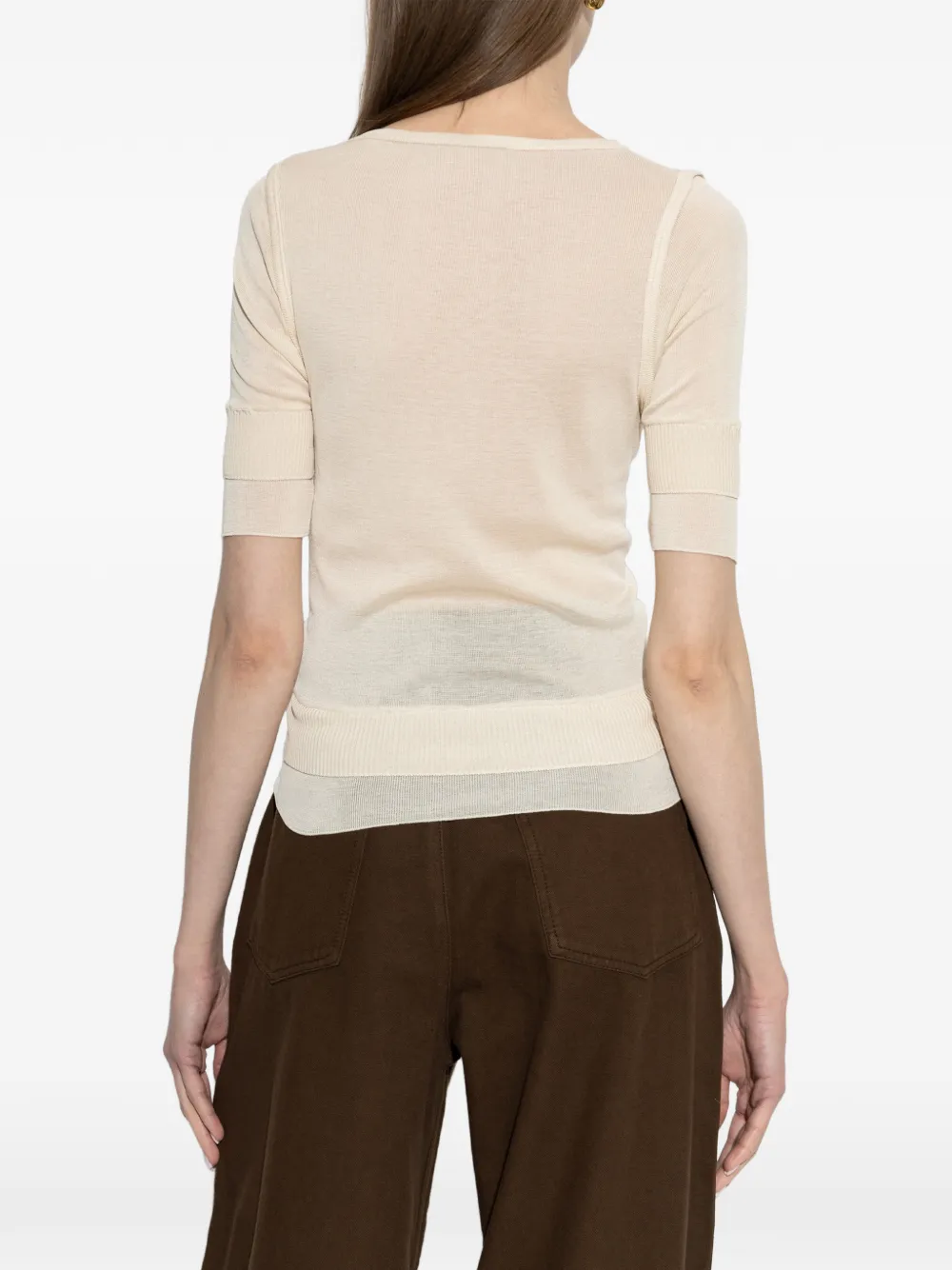 LEMAIRE Ribgebreide top Beige