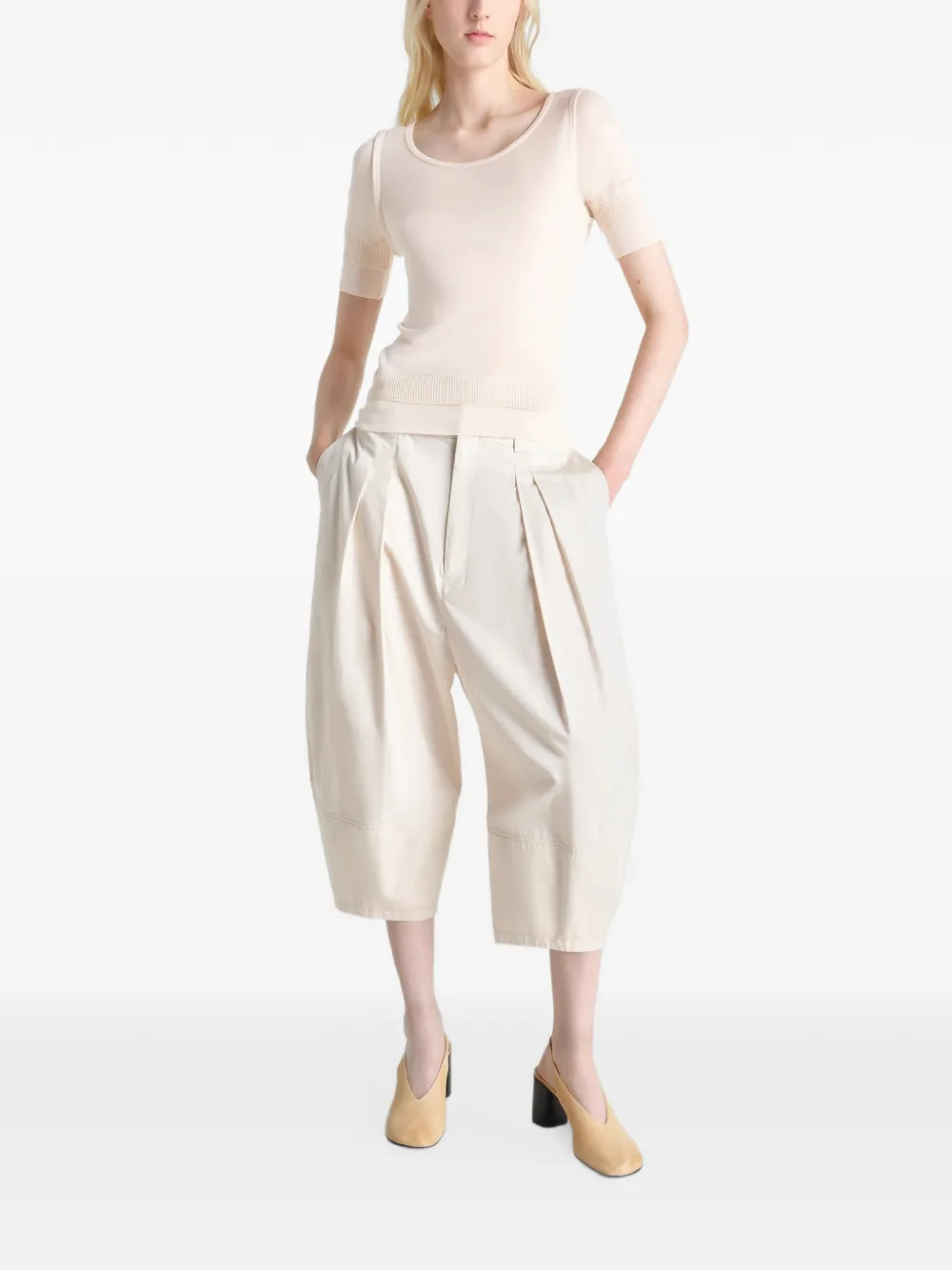 LEMAIRE Ribgebreide top Beige