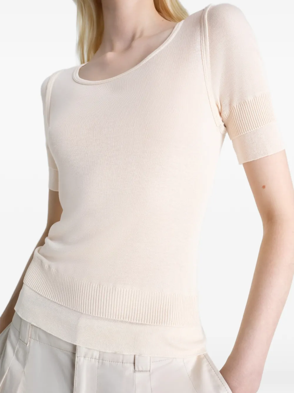 LEMAIRE Ribgebreide top Beige